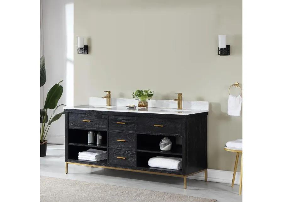 Altair 72 Double Bathroom Vanity Set in Black Oak without Mirror