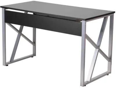 Contemporary Black Laminate Office Computer Desk with Keyboard Tray