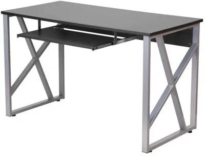 Contemporary Black Laminate Office Computer Desk with Keyboard Tray