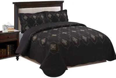 MarCielo 3 Piece Quilted Embroidery Quilts Bedspreads Set Emma