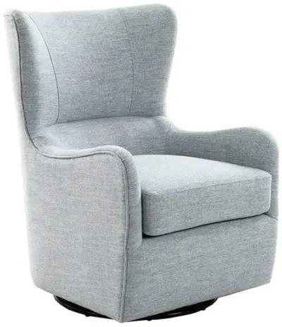 Gracie Mills Zachery Transitional Swoop Wing Chair with Round Arm and Piped Edges