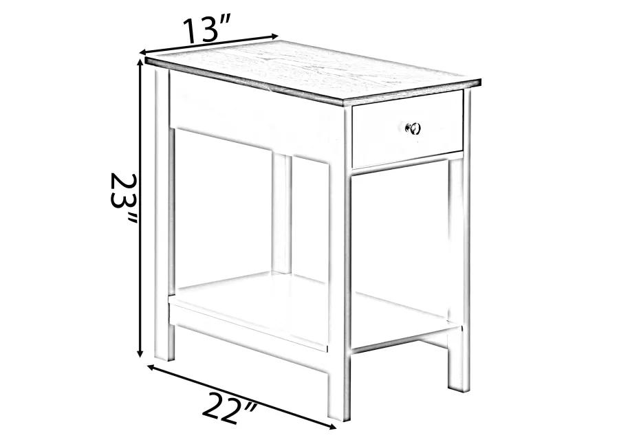 White End or Sofa Side Table With Wooden Drawer and Shelf For Entryway, Living room, and Bedroom