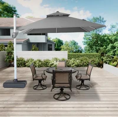 MONDAWE 10ft 2-Tier Square Cantilever Outdoor Patio Umbrella with Included Cover