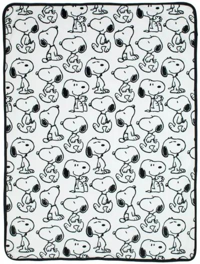 Lambs & Ivy Classic Snoopy Minky and Faux Shearling Baby Blanket - White/Black