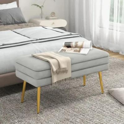 Hivvago Velvet Upholstered Storage Bench with Removable Top