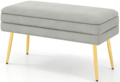 Hivvago Velvet Upholstered Storage Bench with Removable Top