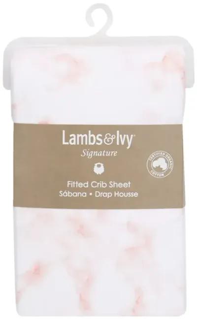 Lambs & Ivy Signature Rose Marble Organic Cotton Fitted Crib Sheet