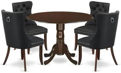 5 Piece Dining Room Set Consists of a Round Kitchen Table with Dropleaf