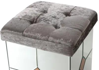 Decor Brownish Gray Square Velvet Upholstered Ottoman