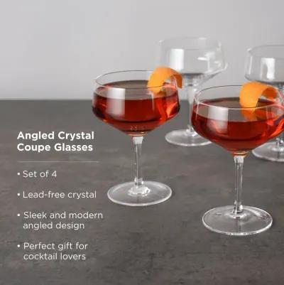 Raye Angled Crystal Coupe Glasses Set of 4