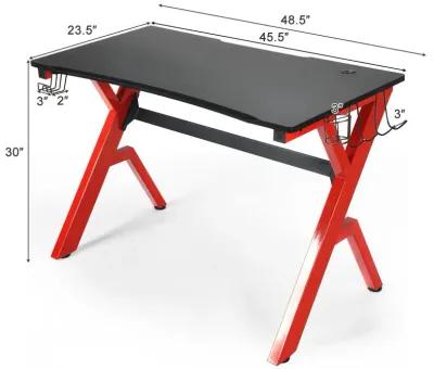 Ergonomic Gaming Desk with Carbon Fiber Surface and R-Shape Steel Frame