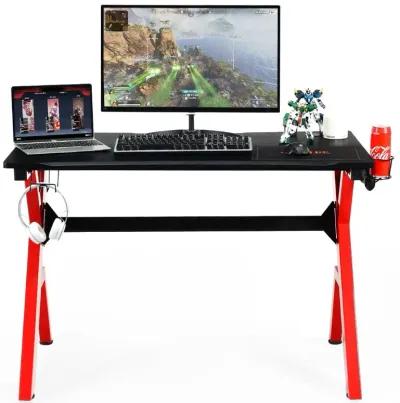 Ergonomic Gaming Desk with Carbon Fiber Surface and R-Shape Steel Frame