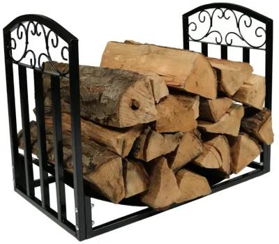 Sunnydaze 2 ft Designer Steel Firewood Log Rack - Black