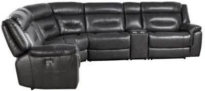 Leather-Aire Sectional Reclining Sofa Power Motion