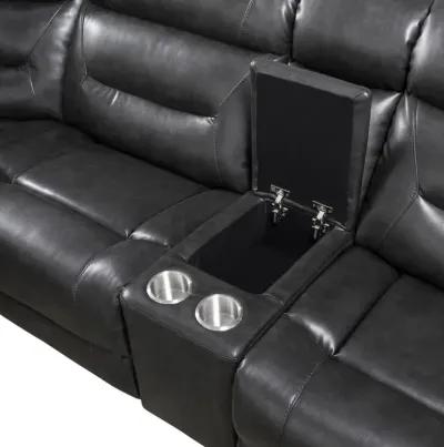 Leather-Aire Sectional Reclining Sofa Power Motion