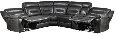 Leather-Aire Sectional Reclining Sofa Power Motion