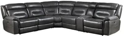 Leather-Aire Sectional Reclining Sofa Power Motion