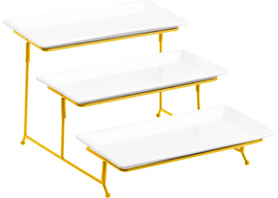 3-Tier Classic Ceramic Rectangular Serving Platter