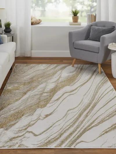 Aura 39LLF 8' x 10' Ivory/Taupe/Gold Rug