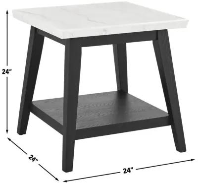 Vida-Black White Marble Top End Table