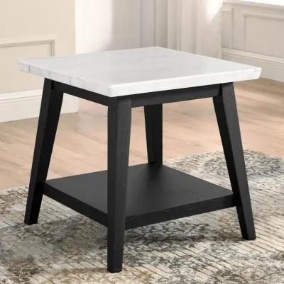 Vida-Black White Marble Top End Table