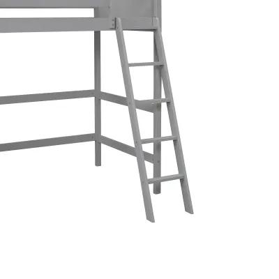 Solid Wood Twin Size Loft Bed with Ladder