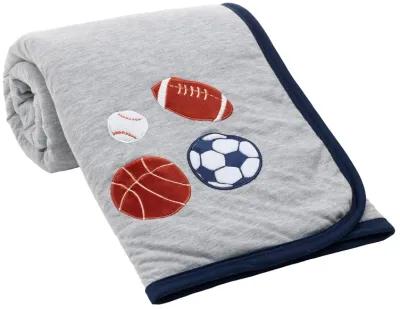 Lambs & Ivy Hall of Fame Sports Jersey/Faux Shearling Cozy Baby Blanket