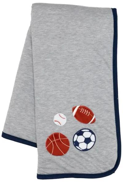 Lambs & Ivy Hall of Fame Sports Jersey/Faux Shearling Cozy Baby Blanket