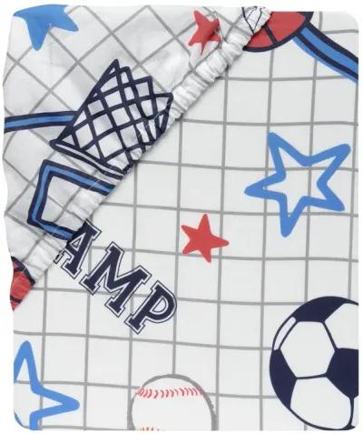 Lambs & Ivy Baby Sports 100% Cotton Fitted Crib Sheet - Football/Basketball