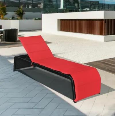 Hivvago Adjustable Patio Rattan Lounge Chair with Cushioned