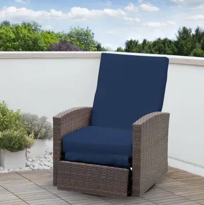 Navy Blue Outdoor Luxury: PE Resin Woven 360° Swivel Recliner