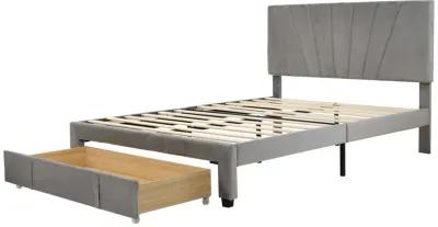 Merax Storage Bed Velvet Upholstered Platform Bed