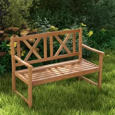 Hivvago 2-Person Wood Outdoor Bench with Cozy Armrest and Backrest