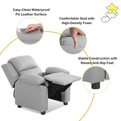 Kids Deluxe Headrest  Recliner Sofa Chair with Storage Arms