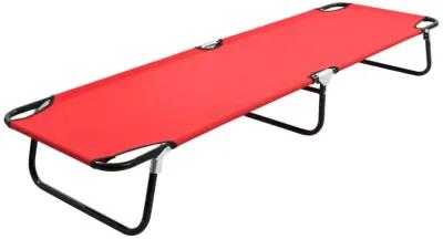 vidaXL Folding Sun Lounger Red Steel