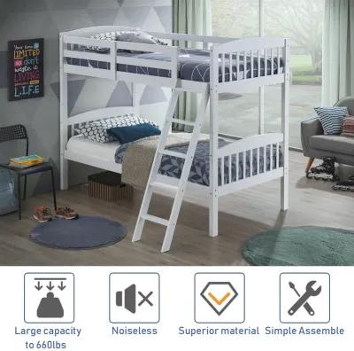 Hardwood Twin Bunk Beds with Individual Kid Bed Ladder