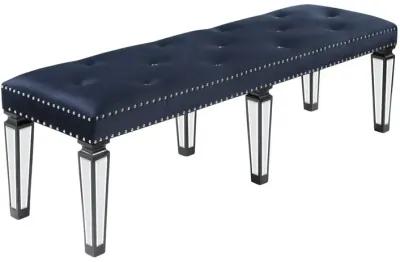 Varian II Bench In Black Velvet & Black & Silver Finish