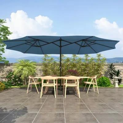 MONDAWE 15ft Rectangular Double-Sided Outdoor Patio Market Umbrella Coffee