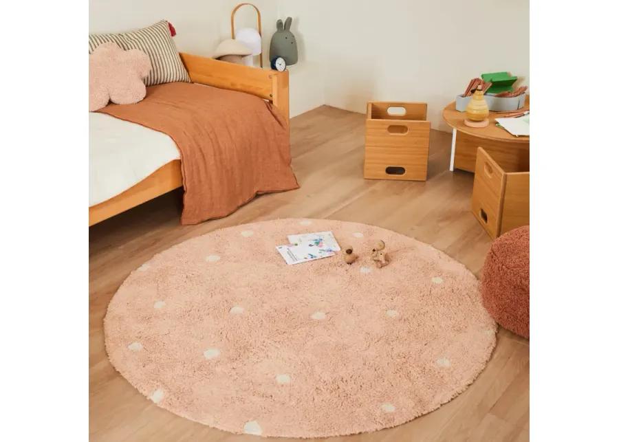 Washable rug Round Dot  Rose