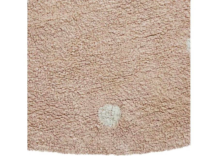 Washable rug Round Dot  Rose