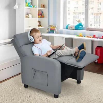 Hivvago Ergonomic PU Leather Kids Recliner Lounge Sofa for 3-12 Age Group