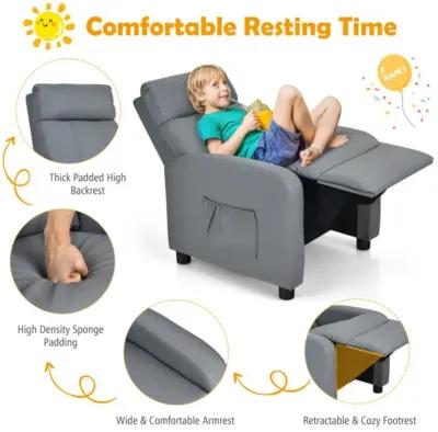 Hivvago Ergonomic PU Leather Kids Recliner Lounge Sofa for 3-12 Age Group