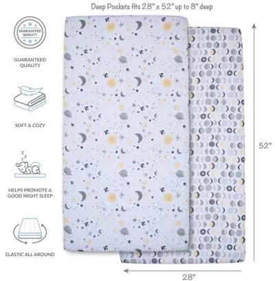 Bedtime Originals Celestial Moon/Stars 2-Pack Fitted Crib/Toddler Sheet Set