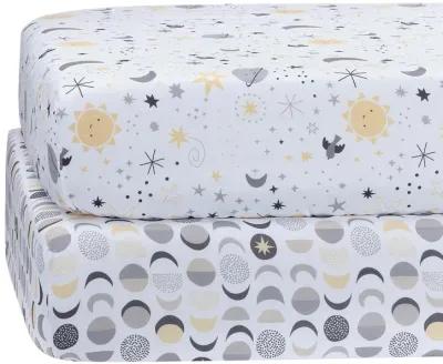 Bedtime Originals Celestial Moon/Stars 2-Pack Fitted Crib/Toddler Sheet Set