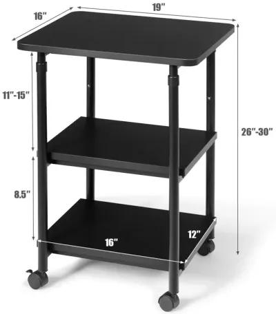 3-tier Adjustable Printer Stand with 360� Swivel Casters