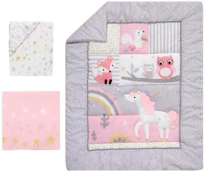 Bedtime Originals Rainbow Unicorn 3-Piece Crib Bedding Set - Pink, Purple