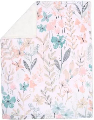 Lambs & Ivy Baby Blooms Watercolor Floral/Butterfly Soft Fleece Baby Blanket