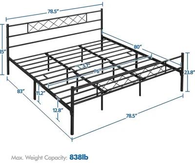 Hivvago King Size Traditional Powder Coated Slatted Metal Platform Bed