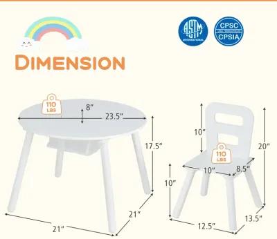 Wood Activity Kids Table and Chair Set with Center Mesh Storage for Snack Time and Homework