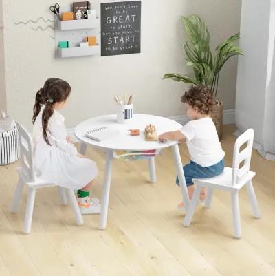 Wood Activity Kids Table and Chair Set with Center Mesh Storage for Snack Time and Homework